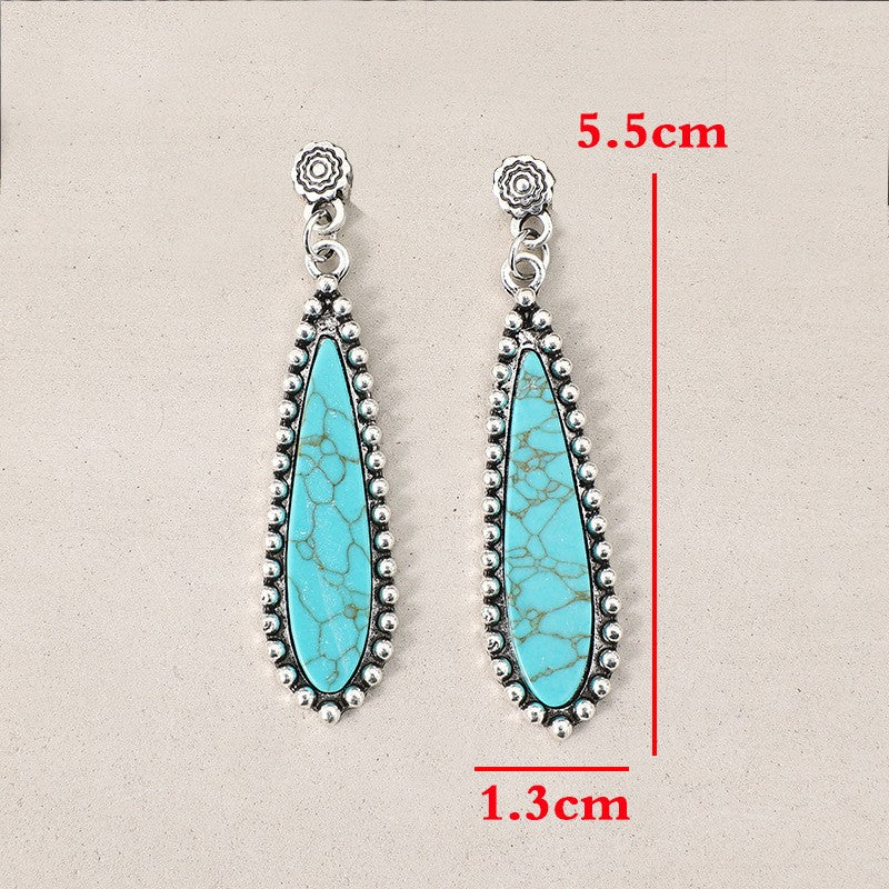 Vintage Boho Synthetic Turquoise Drop Earrings