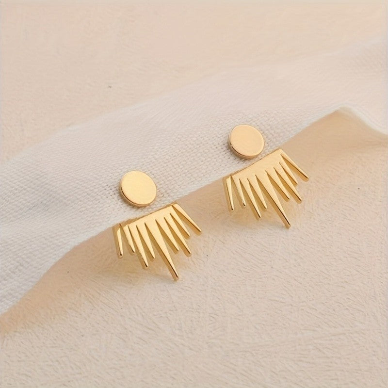 Dainty Sunburst Disc Stud Earrings