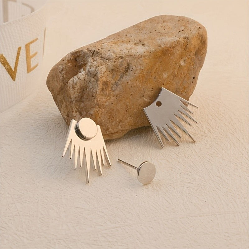 Dainty Sunburst Disc Stud Earrings