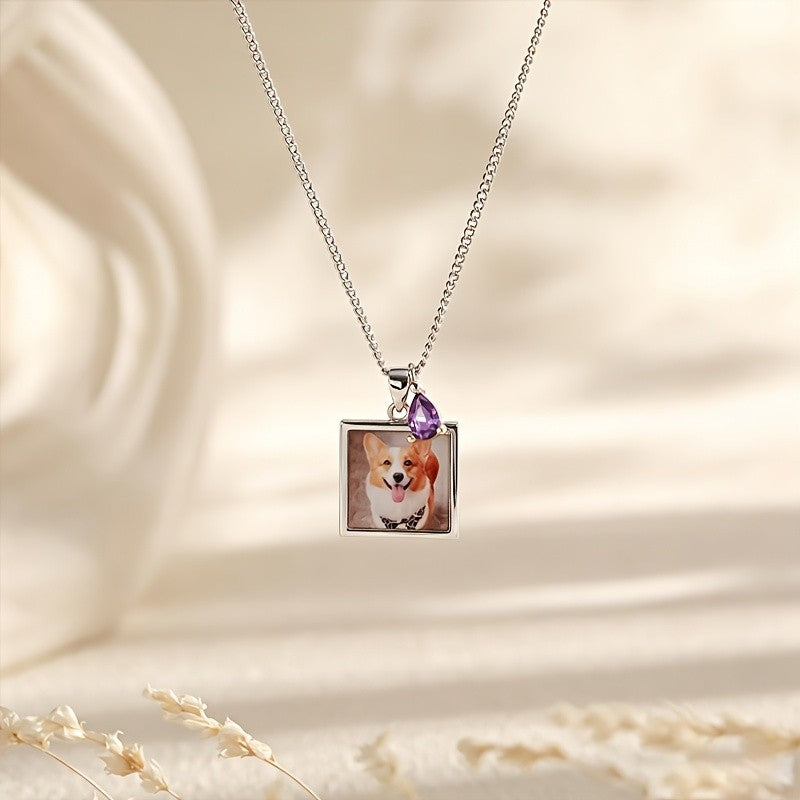 18k Custom Photo Square Necklace