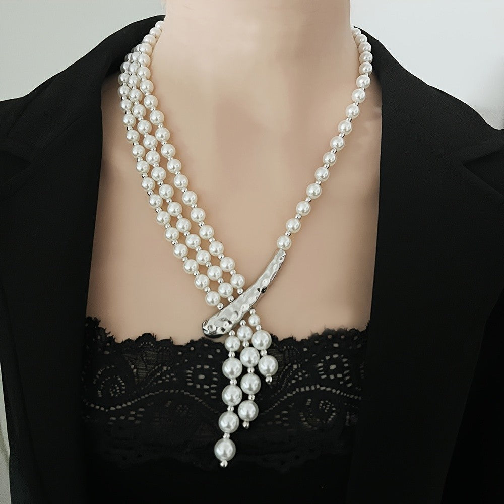 Elegant Multi-Layer Pearl Y-Necklace