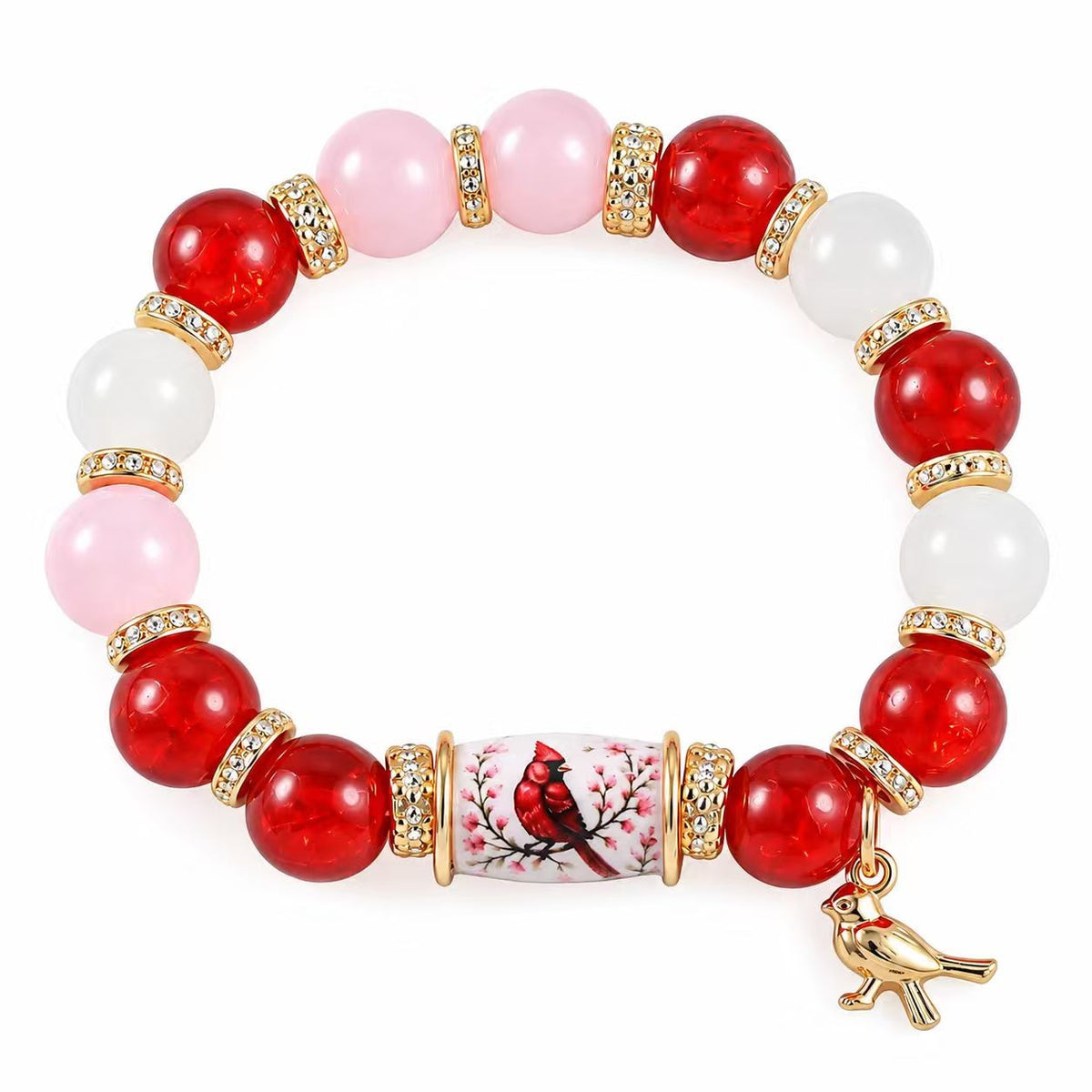 Romantic Red Cardinal Beaded Bracelet