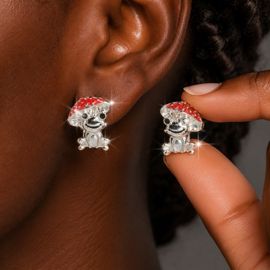 Cute Mushroom Frog Stud Earrings