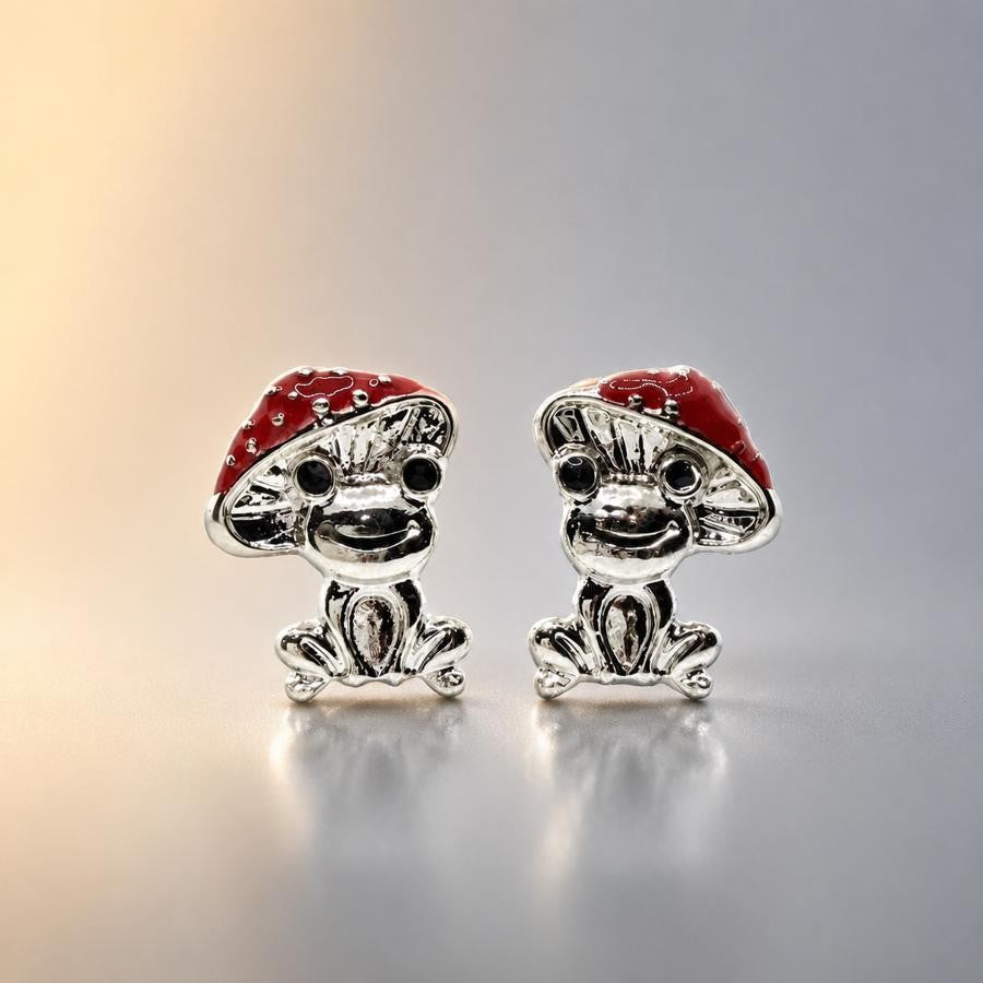 Cute Mushroom Frog Stud Earrings