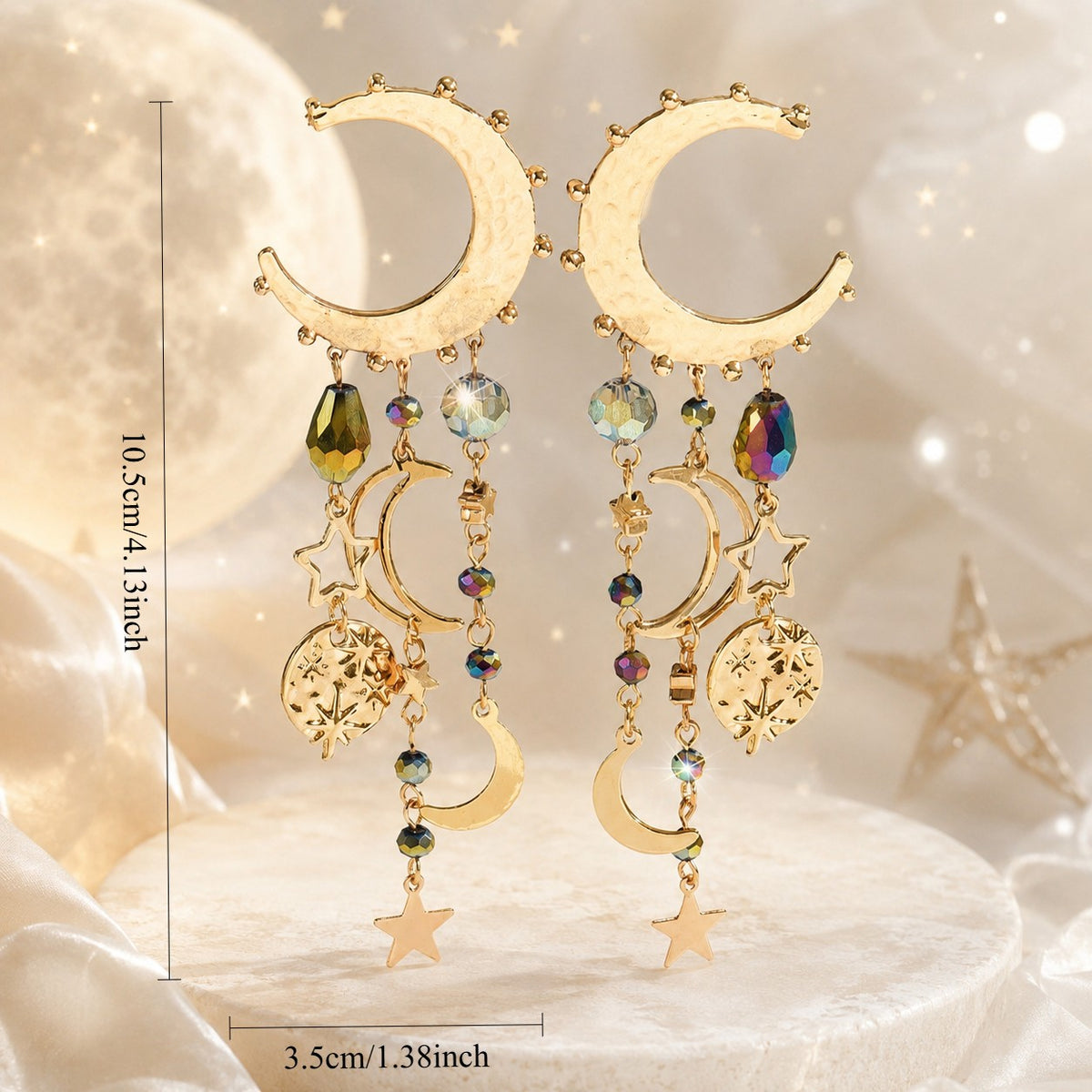 Boho Vintage Moon & Star Dangle Earrings