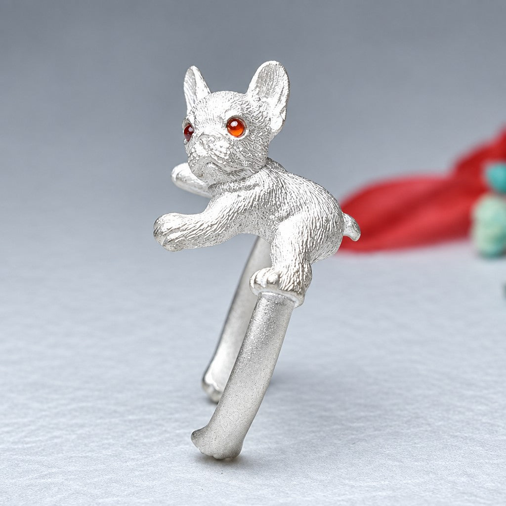 Cute French Bulldog Adjustable Ring