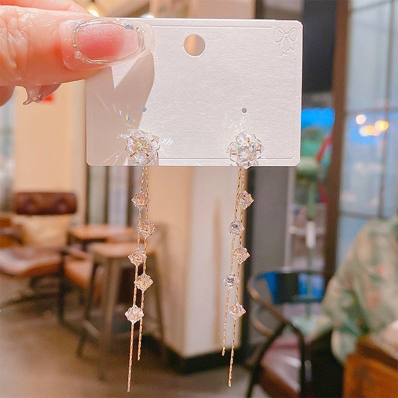 Elegant Zircon Tassel Drop Earrings