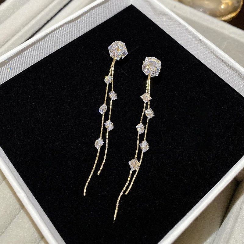 Elegant Zircon Tassel Drop Earrings