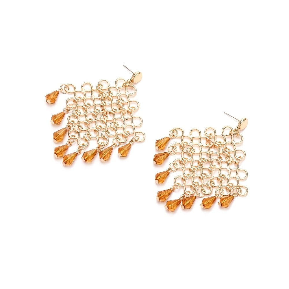 Boho Amber Crystal Mesh Earrings