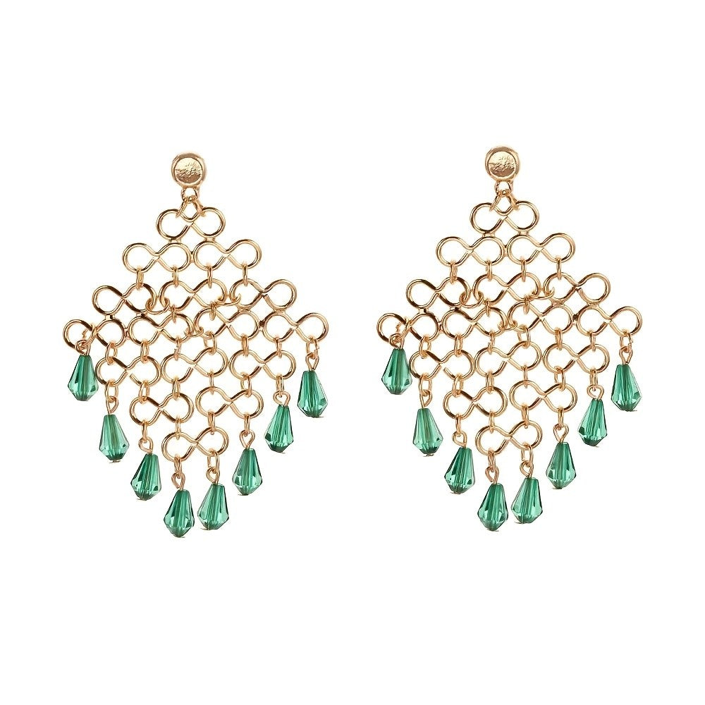 Boho Amber Crystal Mesh Earrings