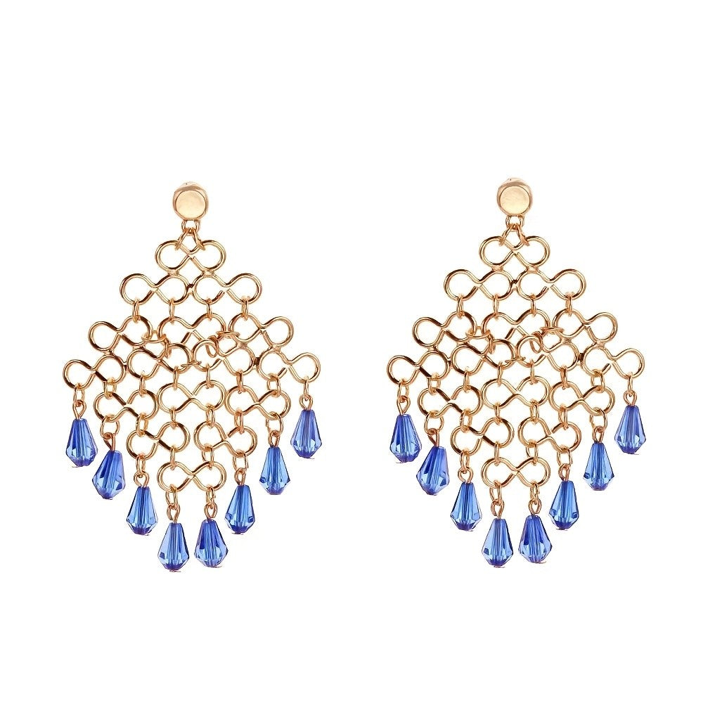 Boho Amber Crystal Mesh Earrings
