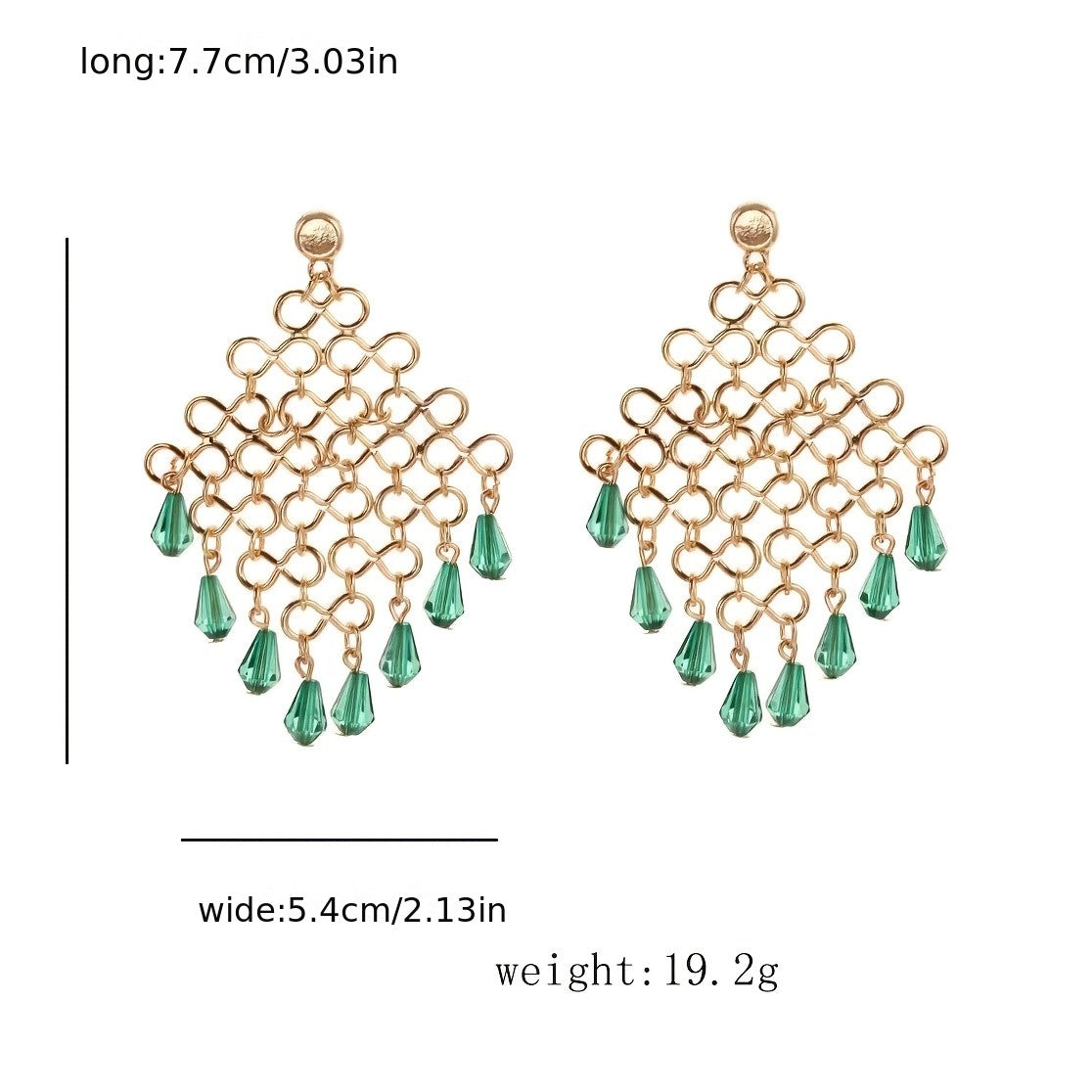 Boho Amber Crystal Mesh Earrings
