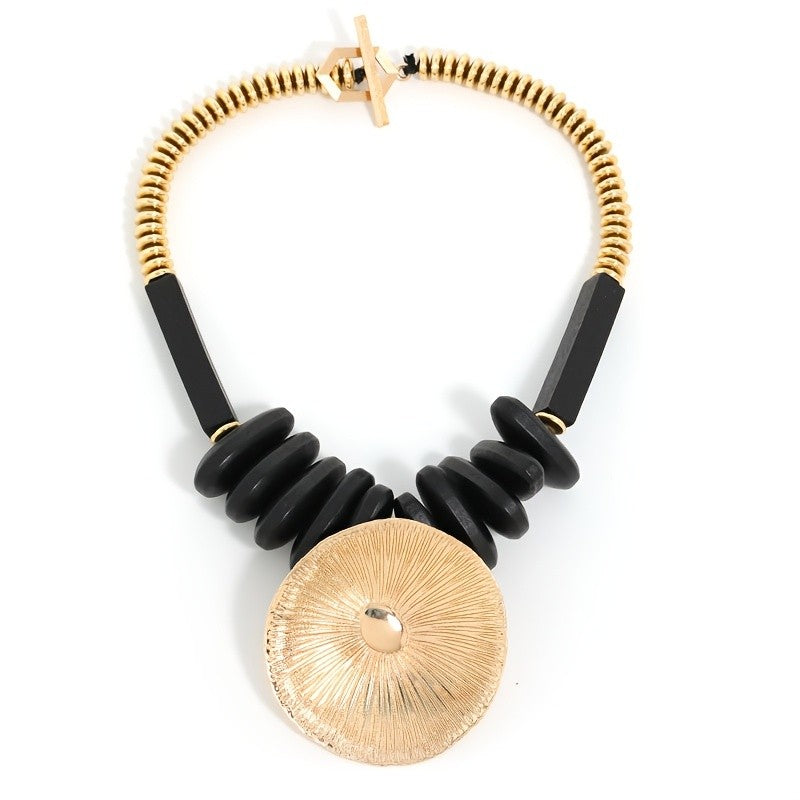 Boho Wooden Bead Statement Necklace