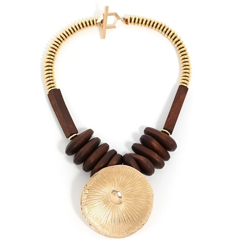 Boho Wooden Bead Statement Necklace