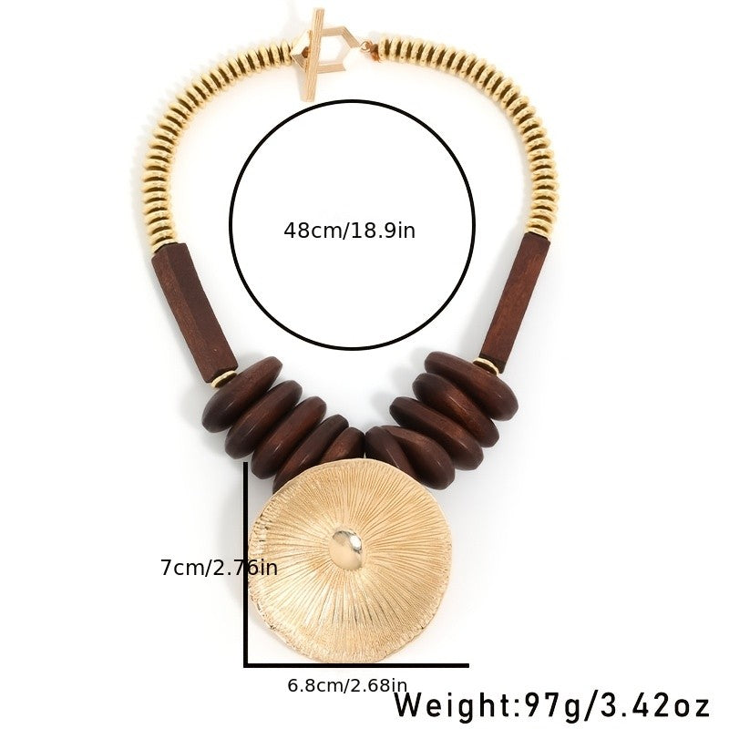 Boho Wooden Bead Statement Necklace
