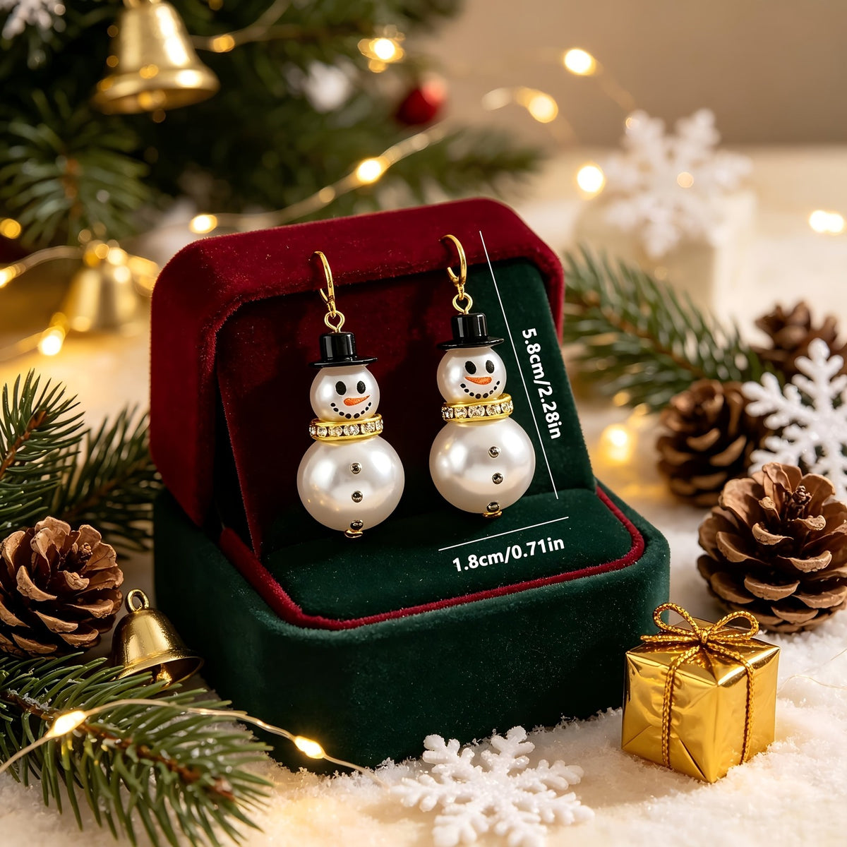 Cute Snowman Pearl Drop Earrings