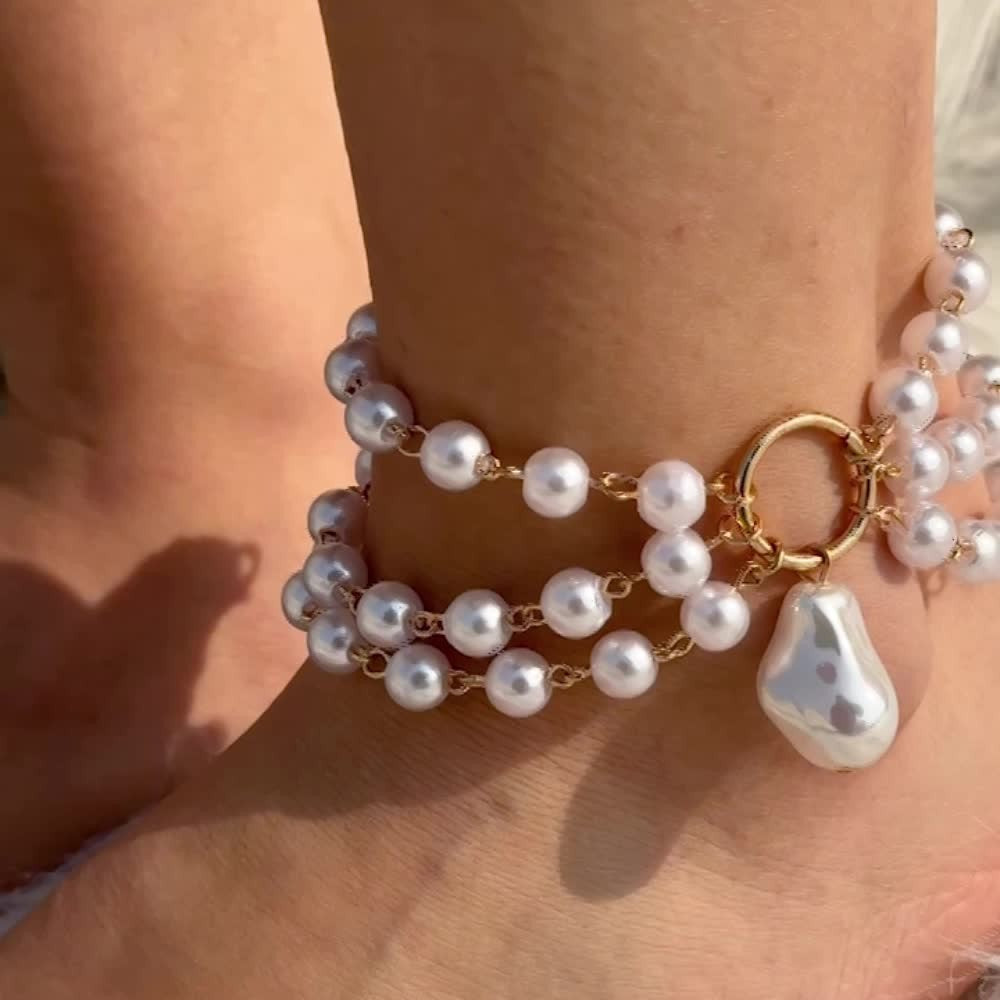 Boho Multi-Strand Irregular Pearl Anklet