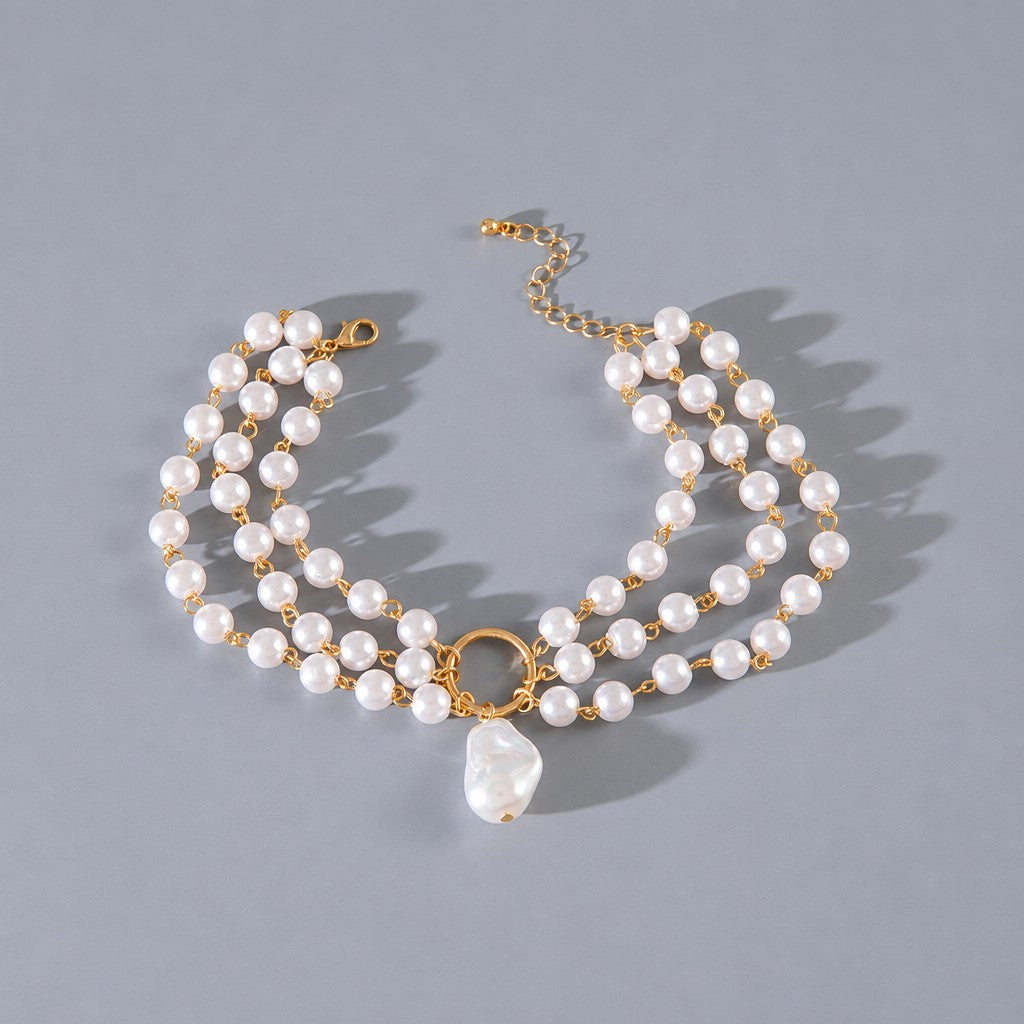 Boho Multi-Strand Irregular Pearl Anklet