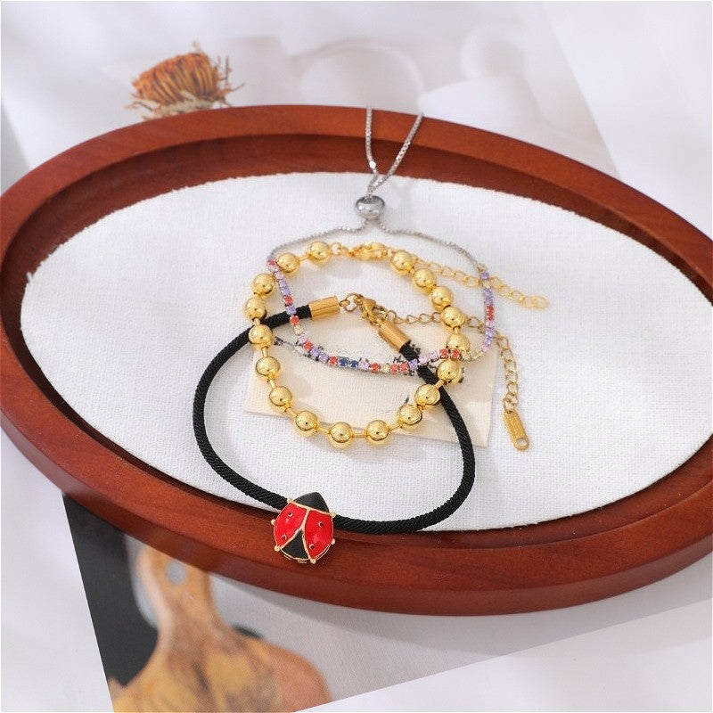 18k Dainty Zirconia & Bead Bracelet Set