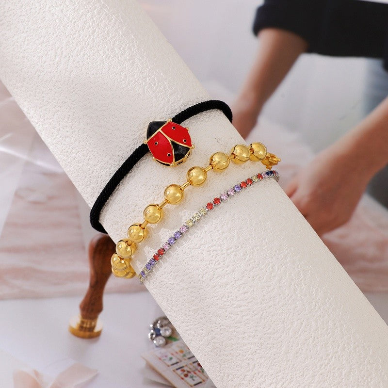 18k Dainty Zirconia & Bead Bracelet Set