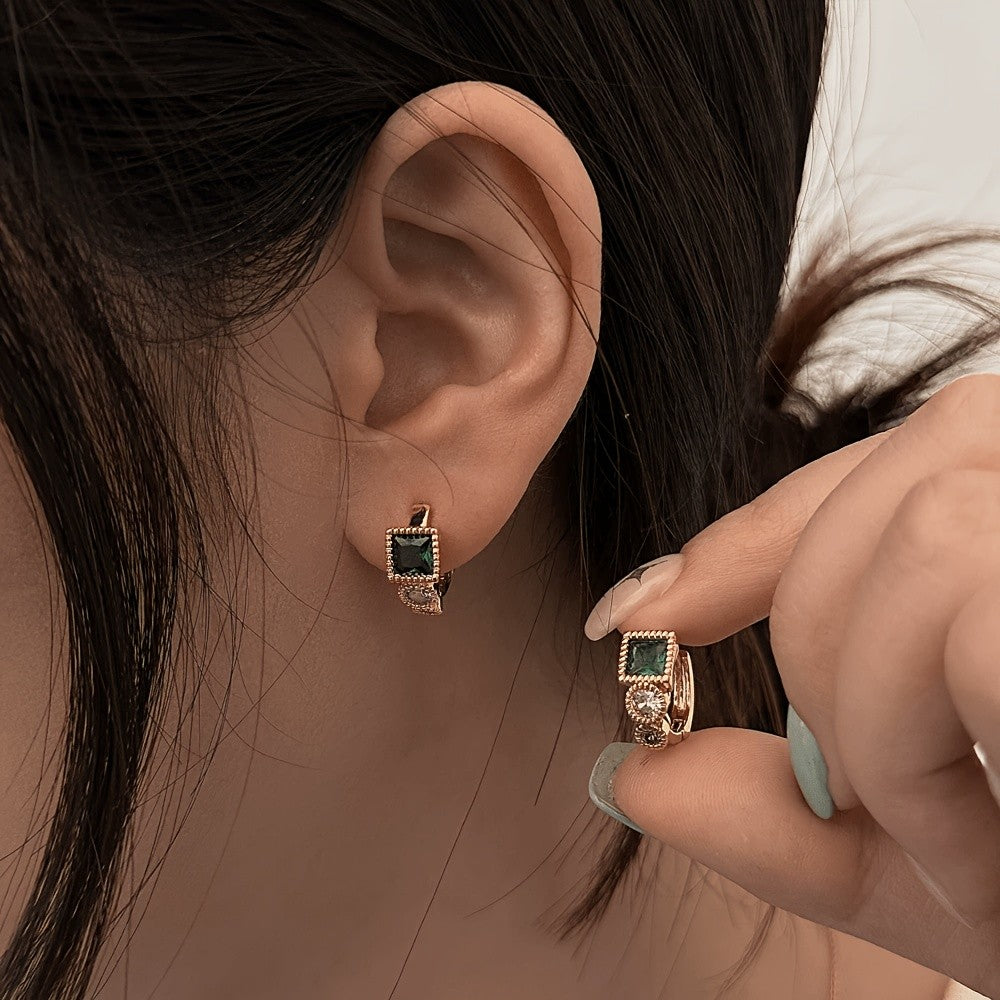 Elegant Emerald Green Hoop Earrings