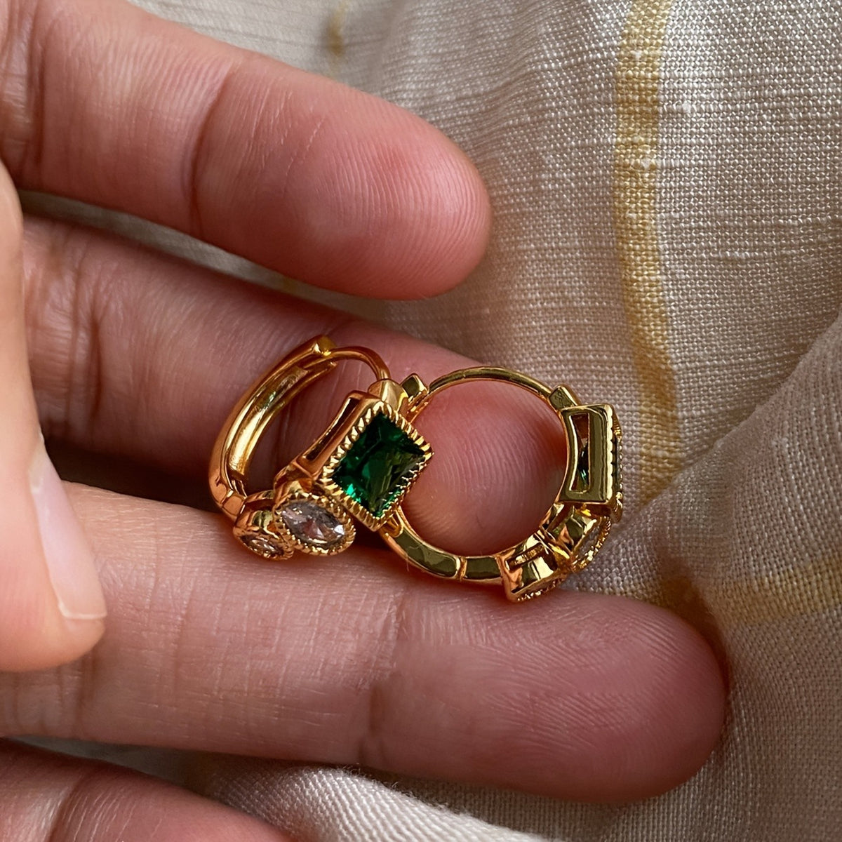Elegant Emerald Green Hoop Earrings