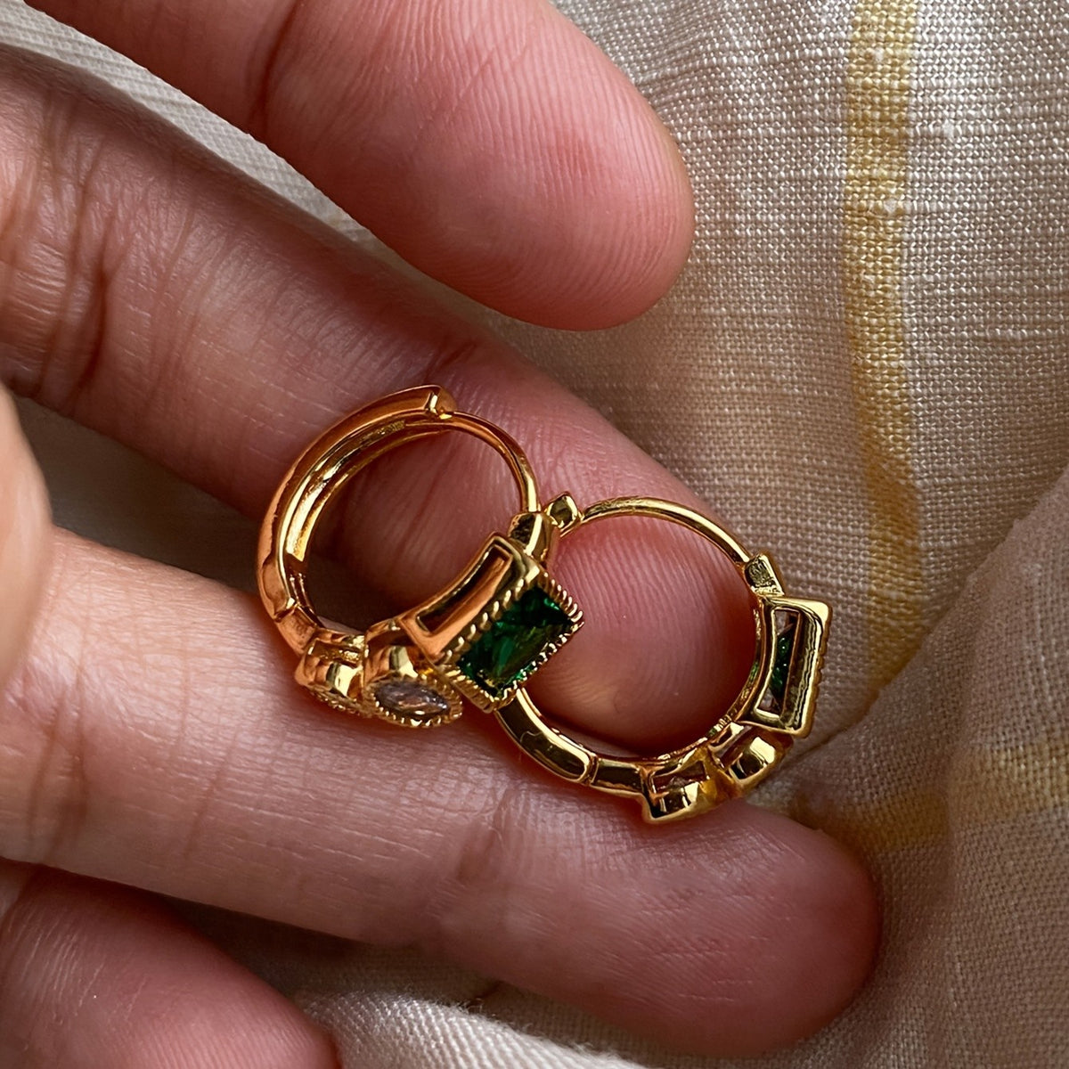 Elegant Emerald Green Hoop Earrings