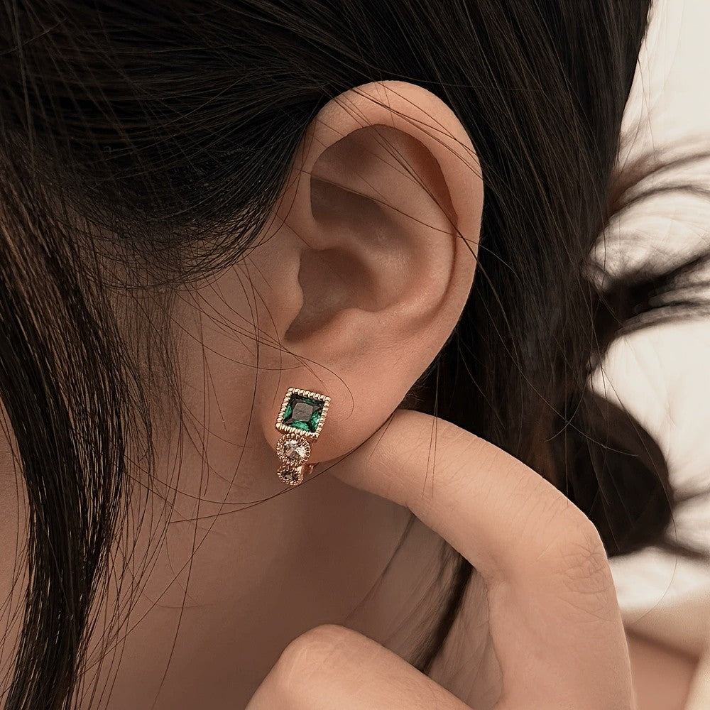 Elegant Emerald Green Hoop Earrings