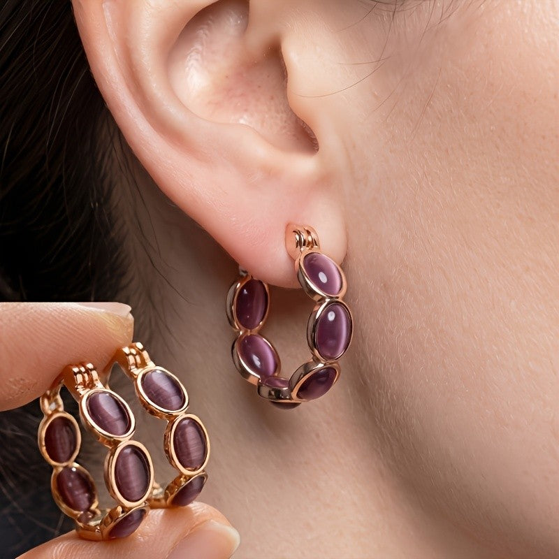 Vintage Cat Eye Huggie Hoop Earrings