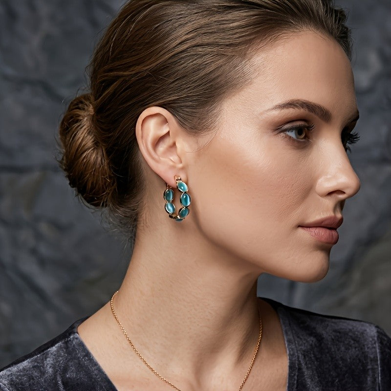 Vintage Cat Eye Huggie Hoop Earrings