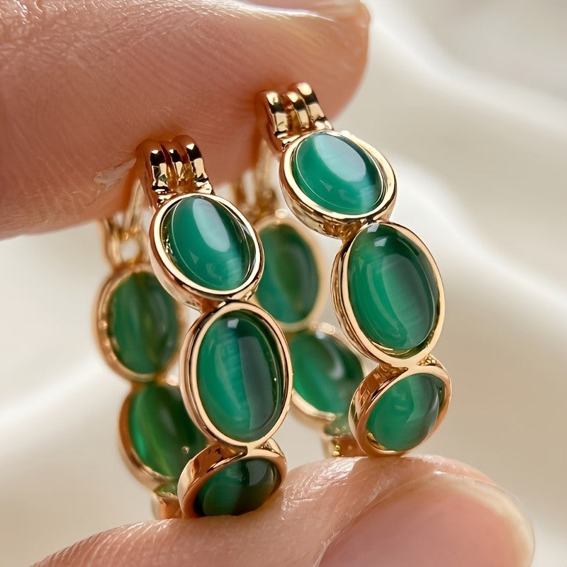 Vintage Cat Eye Huggie Hoop Earrings