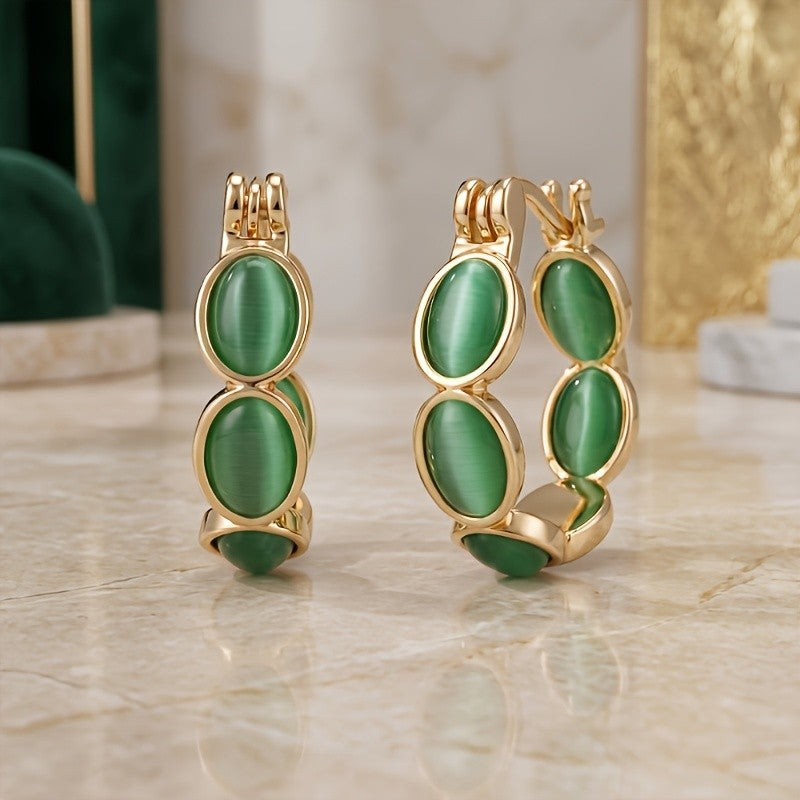 Vintage Cat Eye Huggie Hoop Earrings