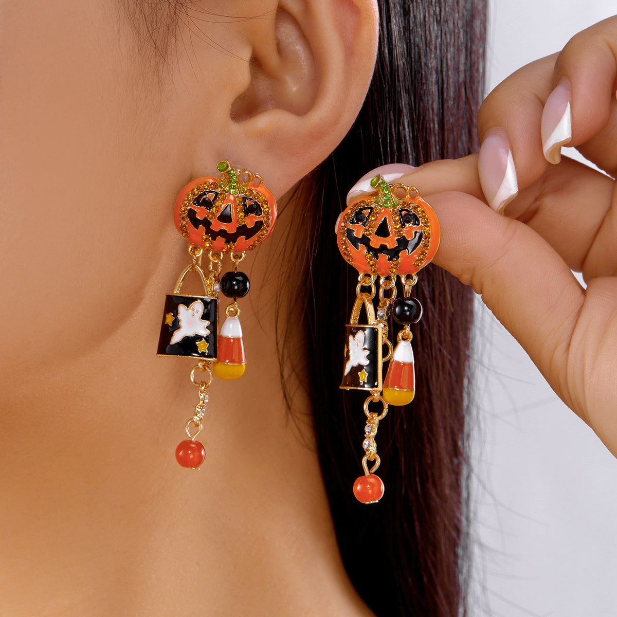 Cute Halloween Pumpkin Ghost Dangle Earrings