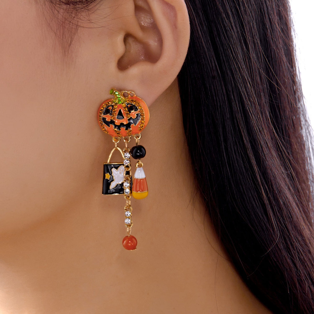Cute Halloween Pumpkin Ghost Dangle Earrings