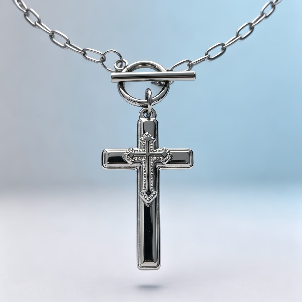 Classy Vintage Cross Toggle Necklace