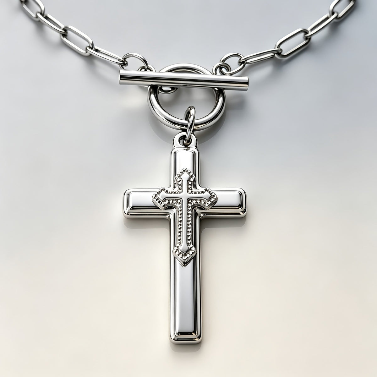 Classy Vintage Cross Toggle Necklace