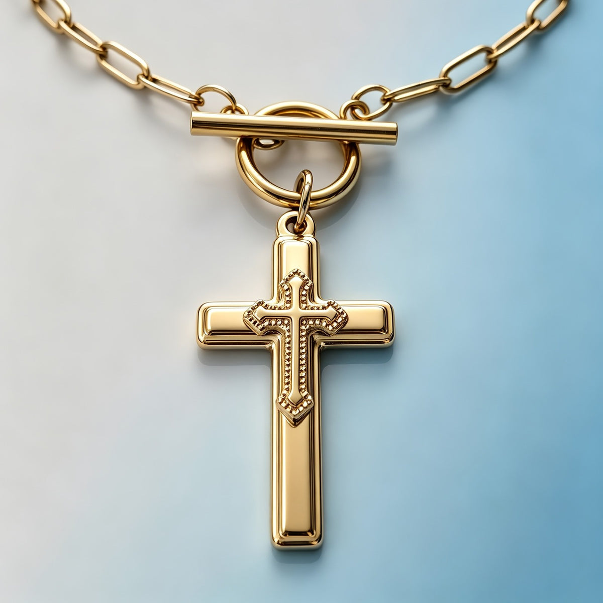 Classy Vintage Cross Toggle Necklace