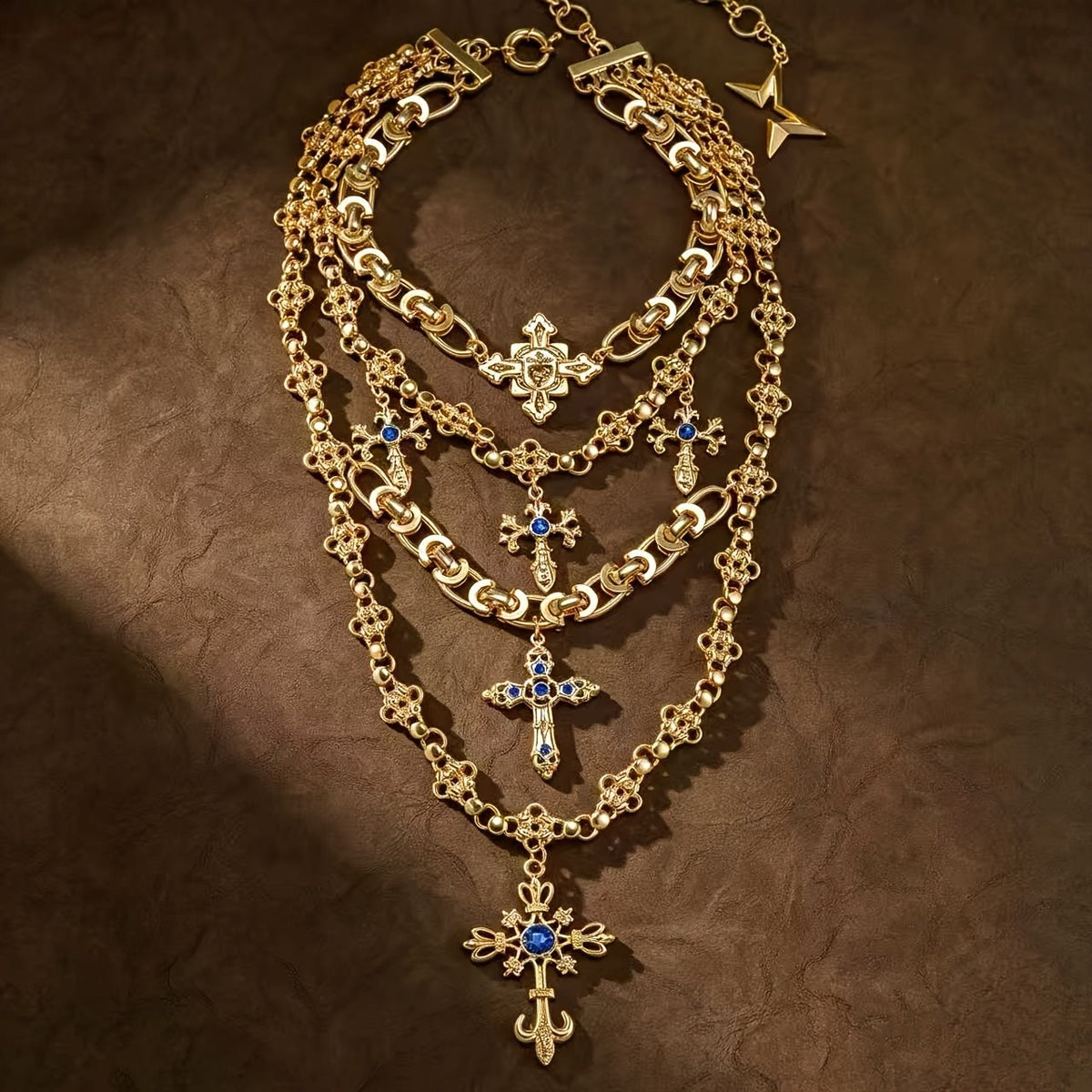 Layered Vintage Cross Necklace