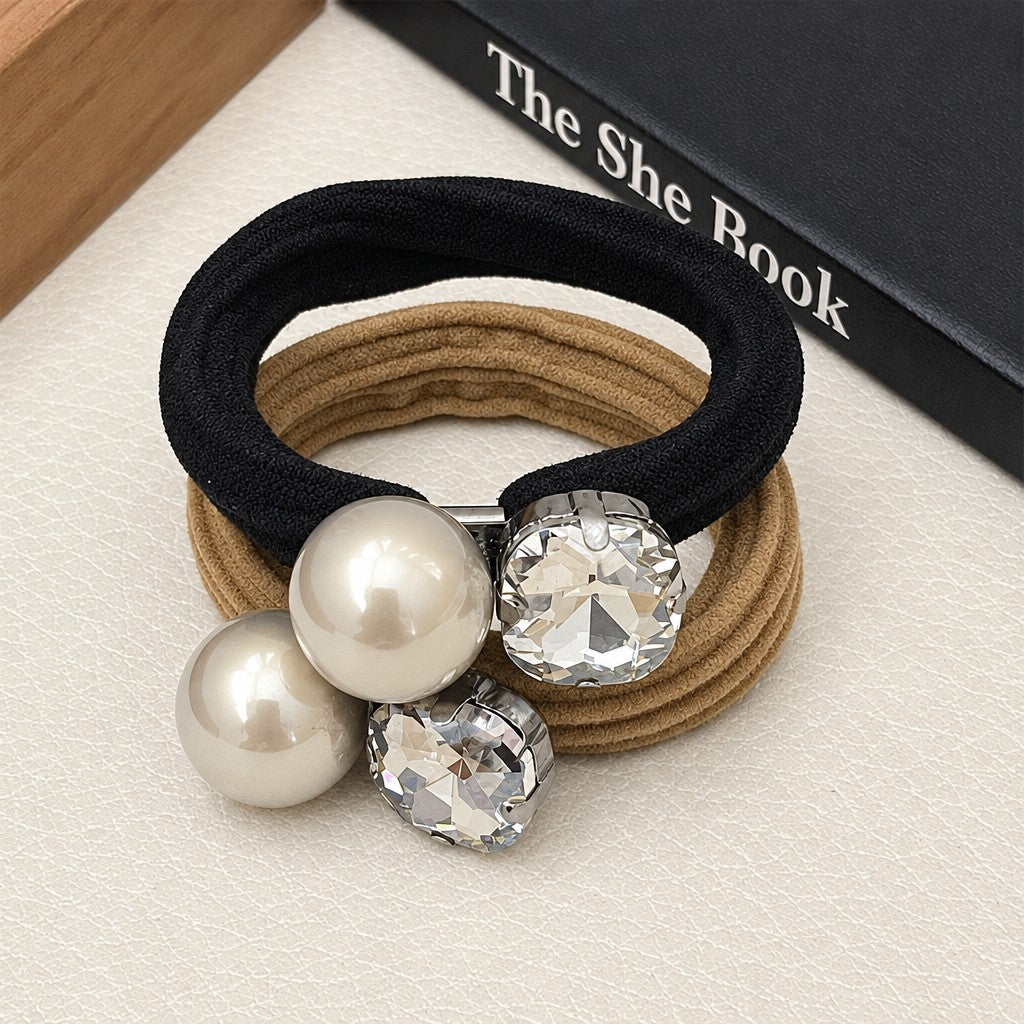 Classy Pearl Heart Hair Tie Set