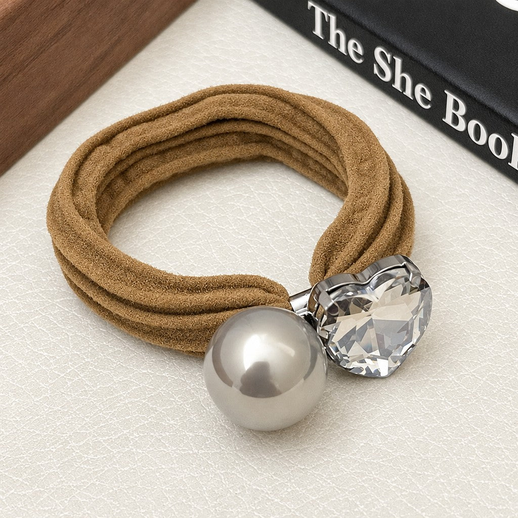 Classy Pearl Heart Hair Tie Set
