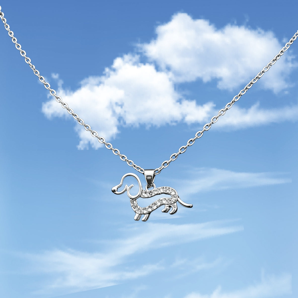 Dainty Crystal Dachshund Necklace