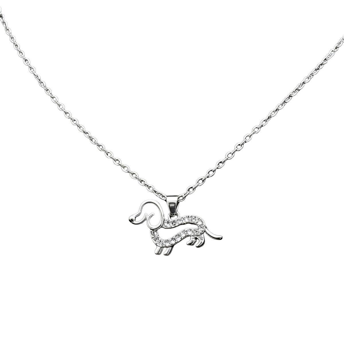 Dainty Crystal Dachshund Necklace