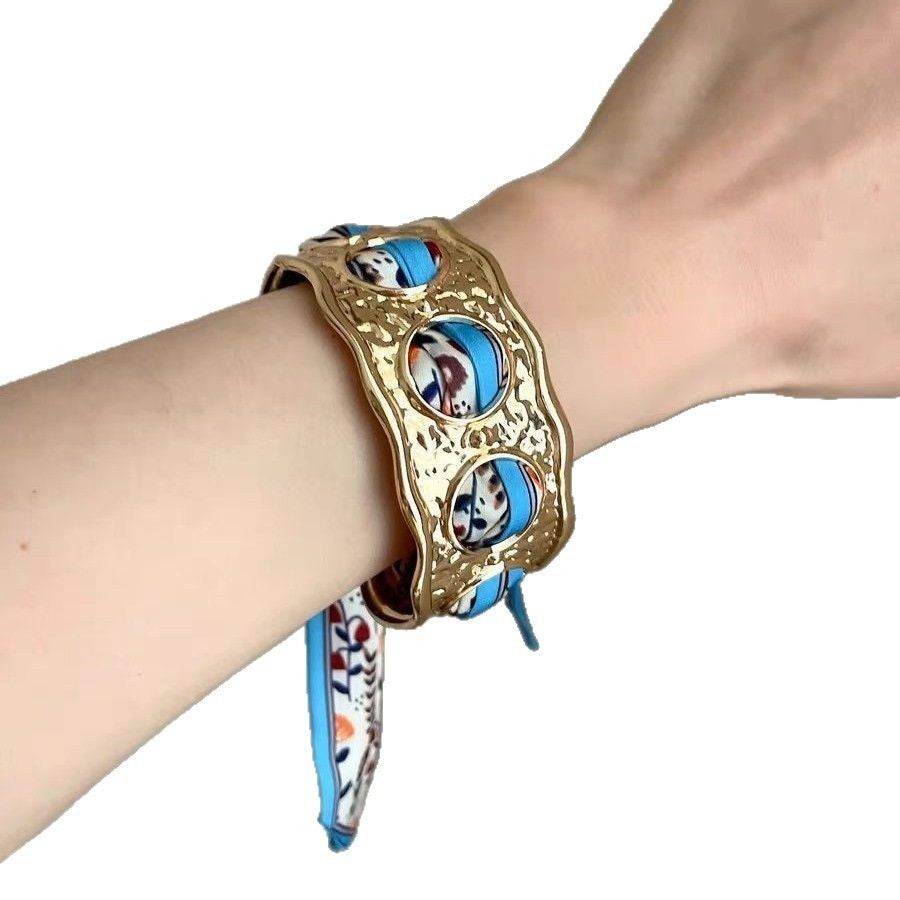 Boho Floral Scarf Cuff Bracelet