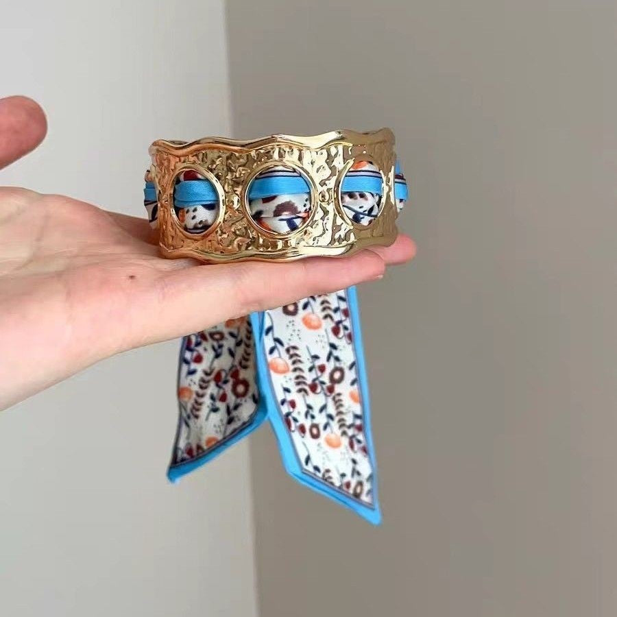 Boho Floral Scarf Cuff Bracelet