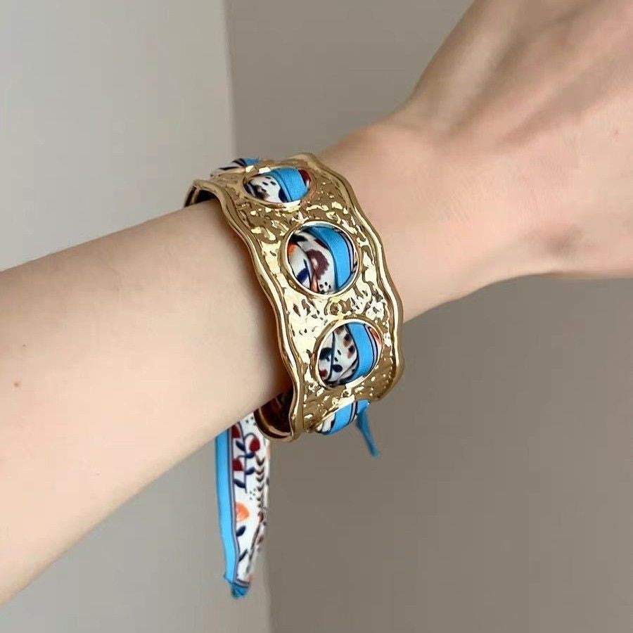 Boho Floral Scarf Cuff Bracelet