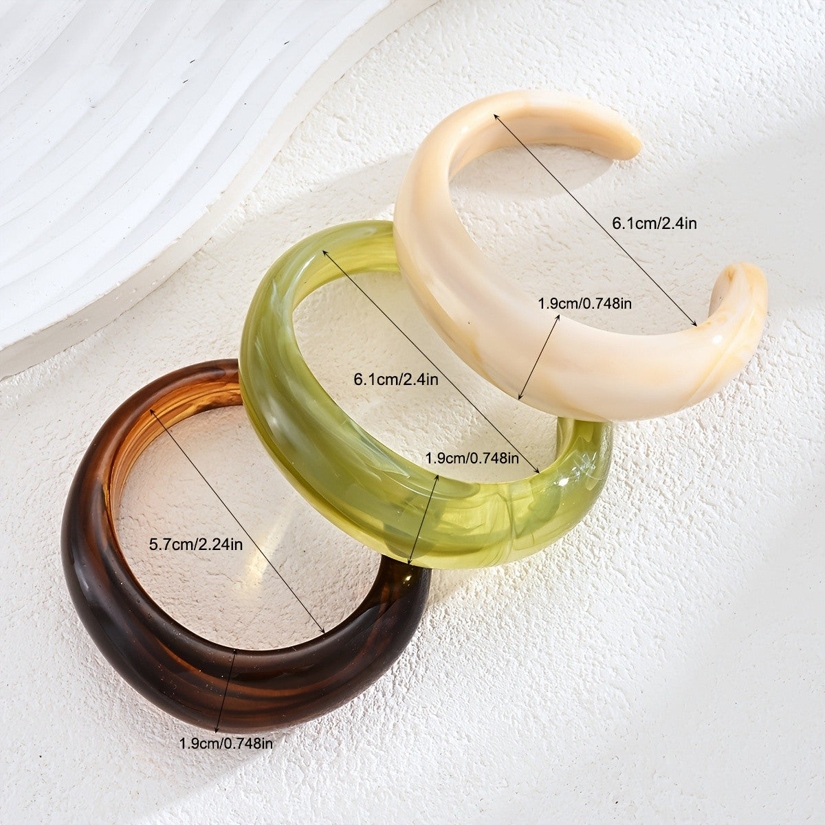 3pc Boho Vintage Resin Bangle Set
