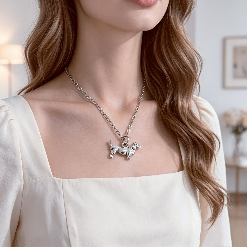 Dainty Dachshund Pendant Necklace