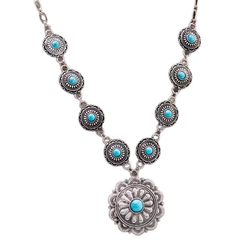 Boho Vintage Turquoise Concho Y-Necklace