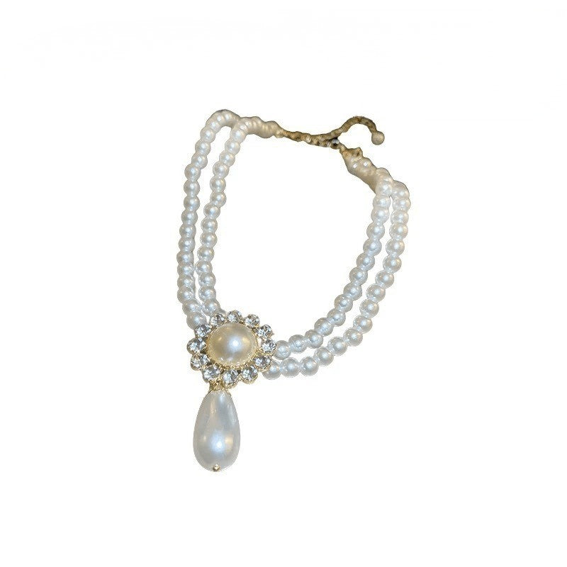 Elegant Vintage Pearl Drop Choker Necklace