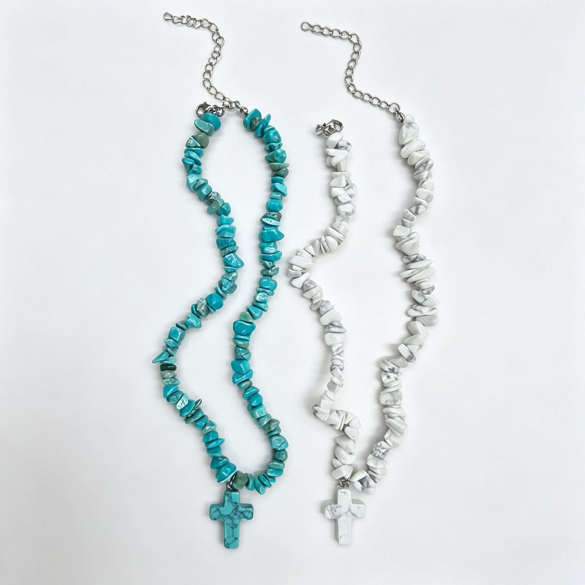 Boho Turquoise Cross Beaded Necklace
